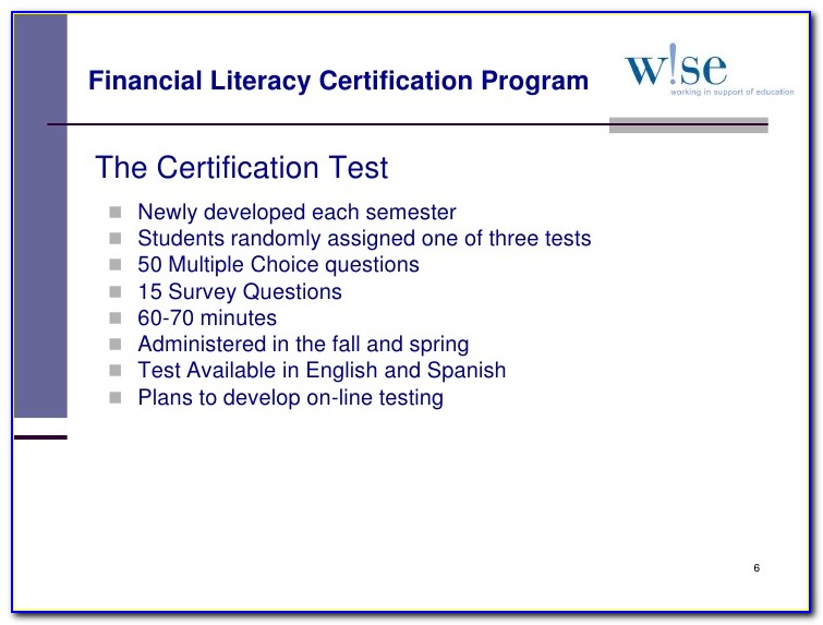 Financial Literacy Certification Test Answers 2019