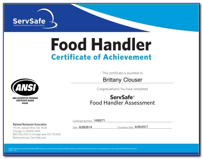 Food Handlers Certificate Halton