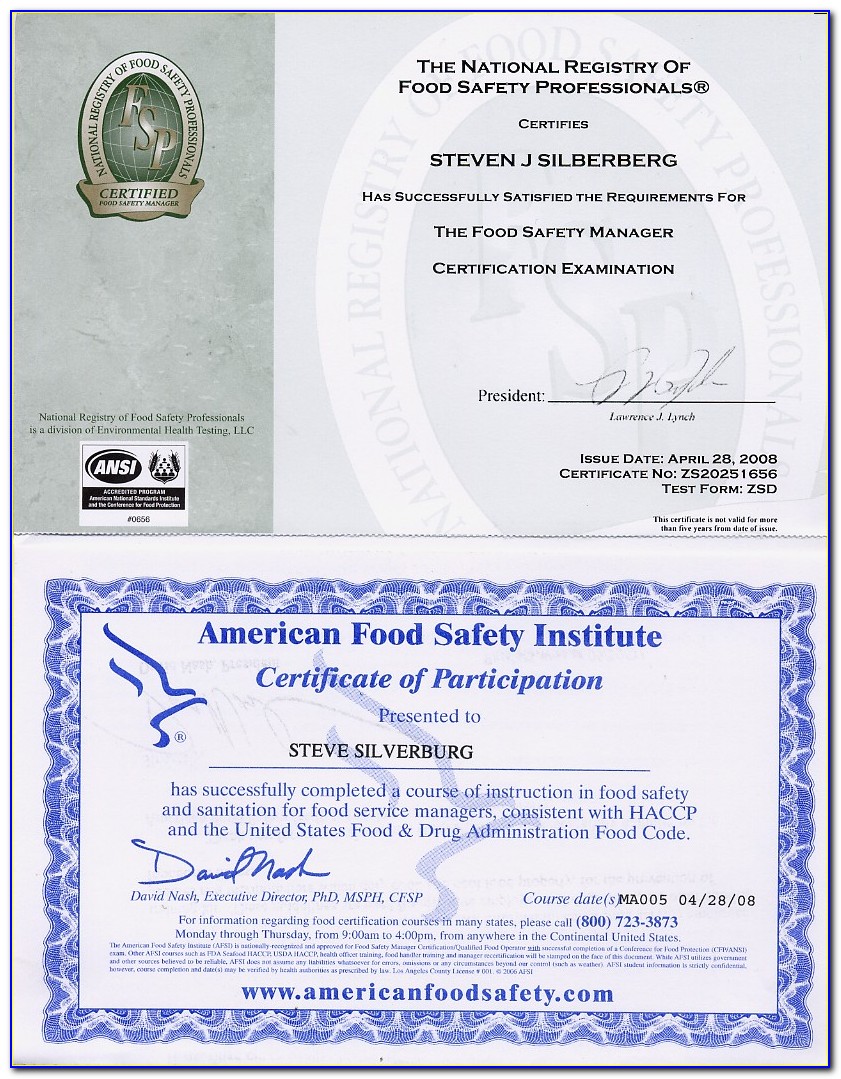Food Handlers Certificate Washington