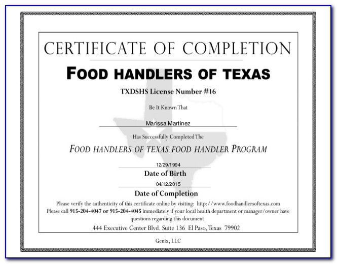 Food Handling Certificate Online Test