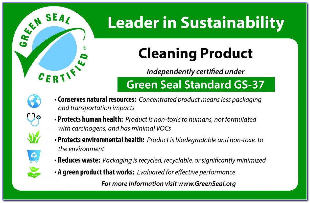 Green Seal Certification Checklist