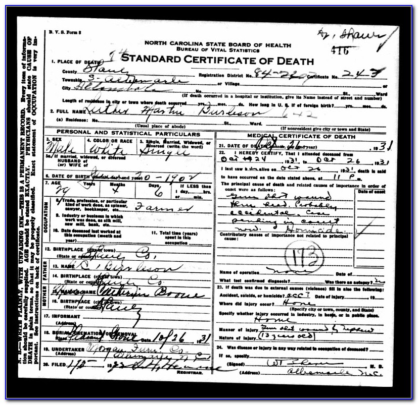 Guilford County Death Certificates