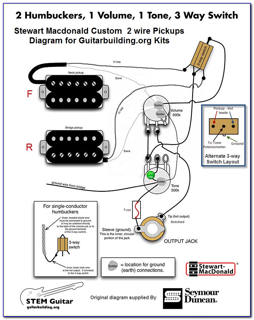 Guitar Wiring Diagrams 2 Pickups 3 Way Switch
