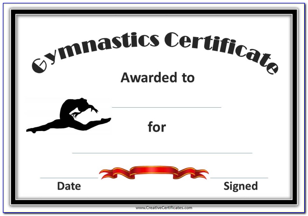 Gymnastics Certificate Template Free
