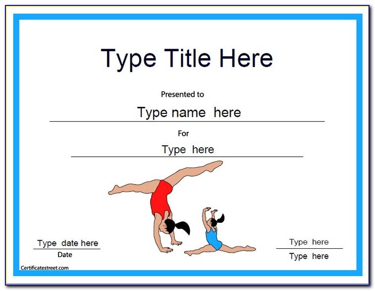 Gymnastics Participation Certificate Template