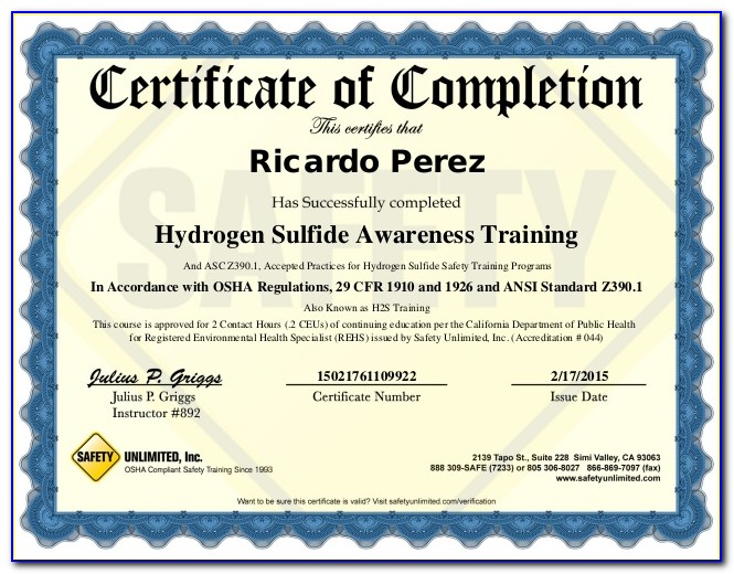 H2s Training Certification