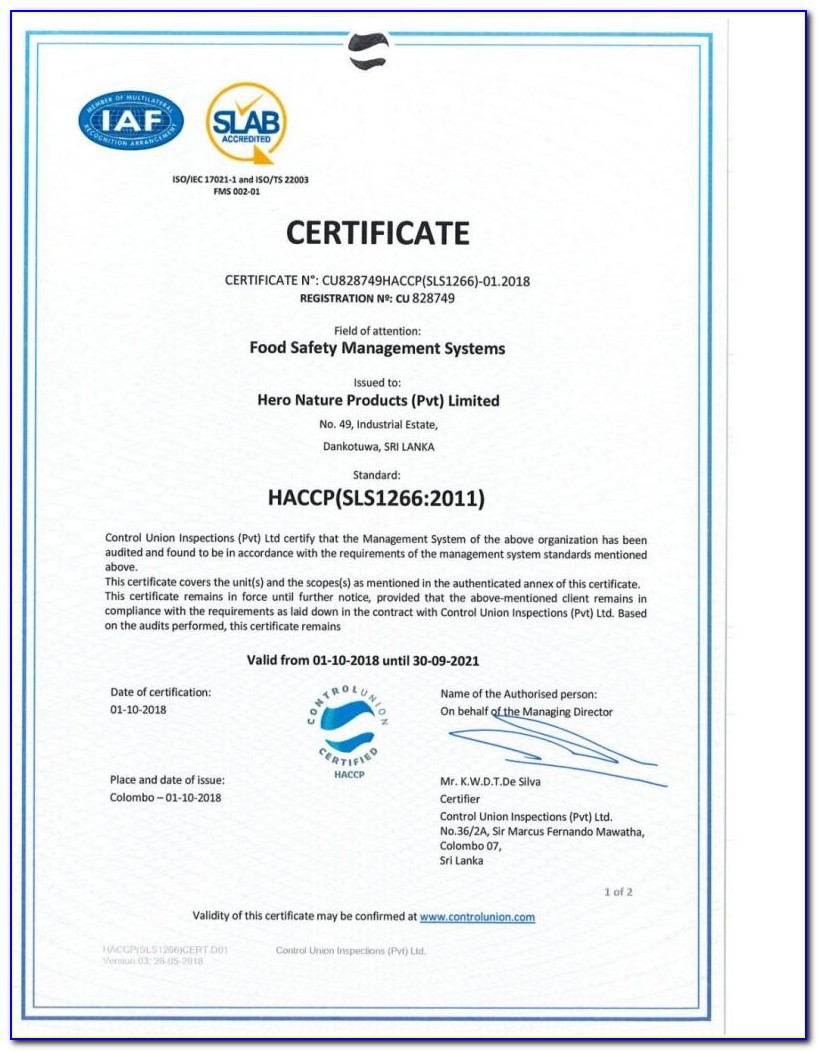 Haccp Certification Duration