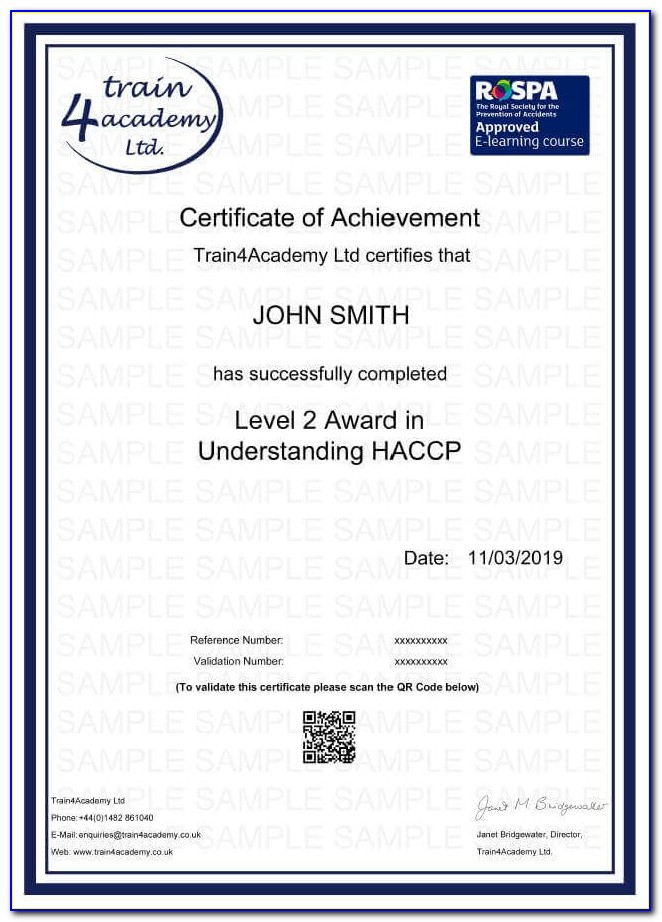 Haccp Manager Certification Online