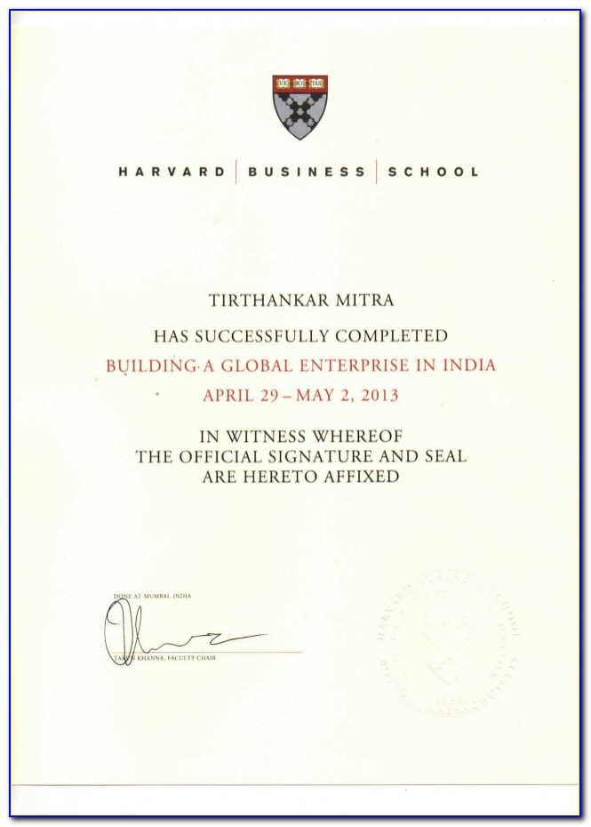 Harvard Innovation Certificate