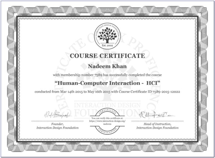 Hci Certificate Program