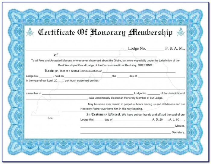 Honorary Member Certificate Template