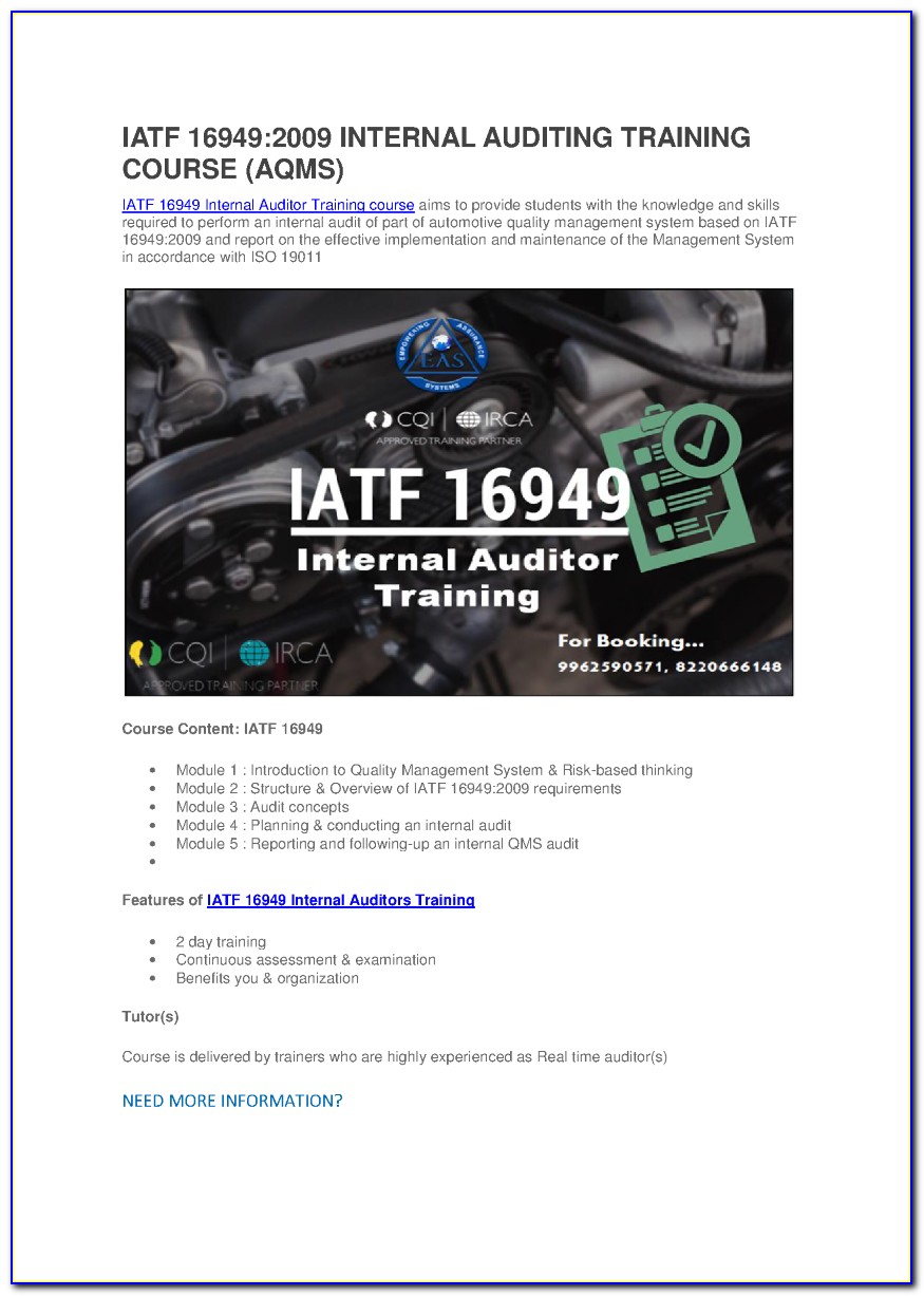Iatf Internal Auditor Certification