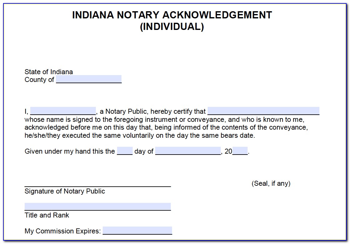 Indiana Notary Certificate Of Proof