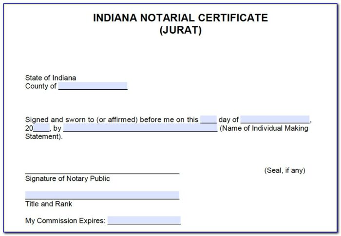 Indiana Notary Certificate Stamp