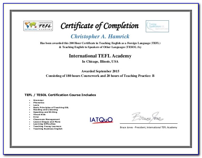 International Open Academy Tefl Certificate