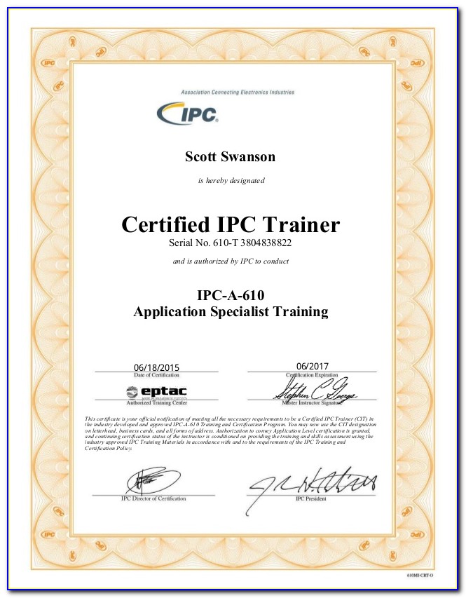 Ipc 610 620 Certification