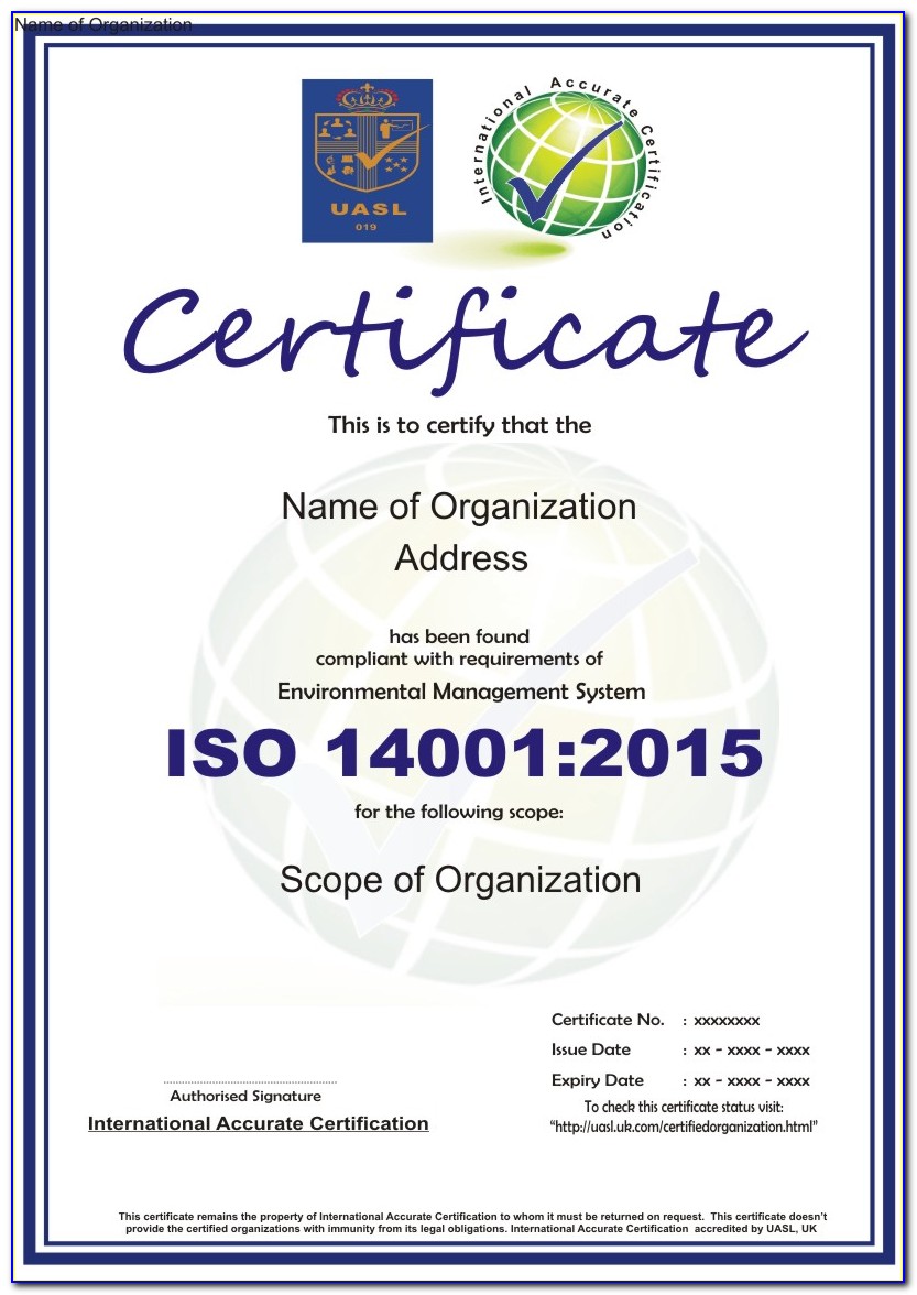 Iso 1401 Certification