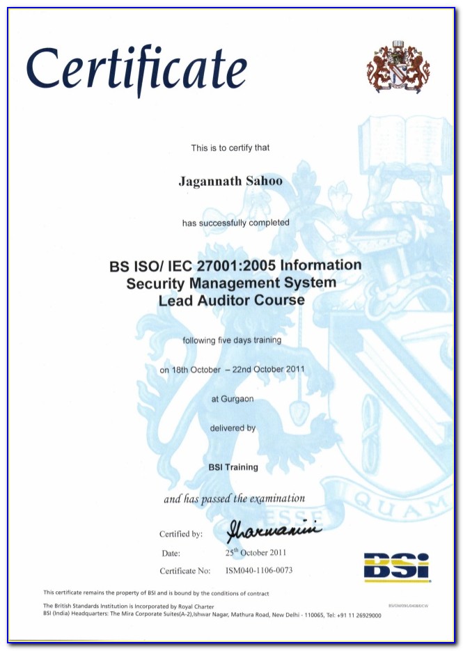 Iso 27001 Lead Auditor Training Certification