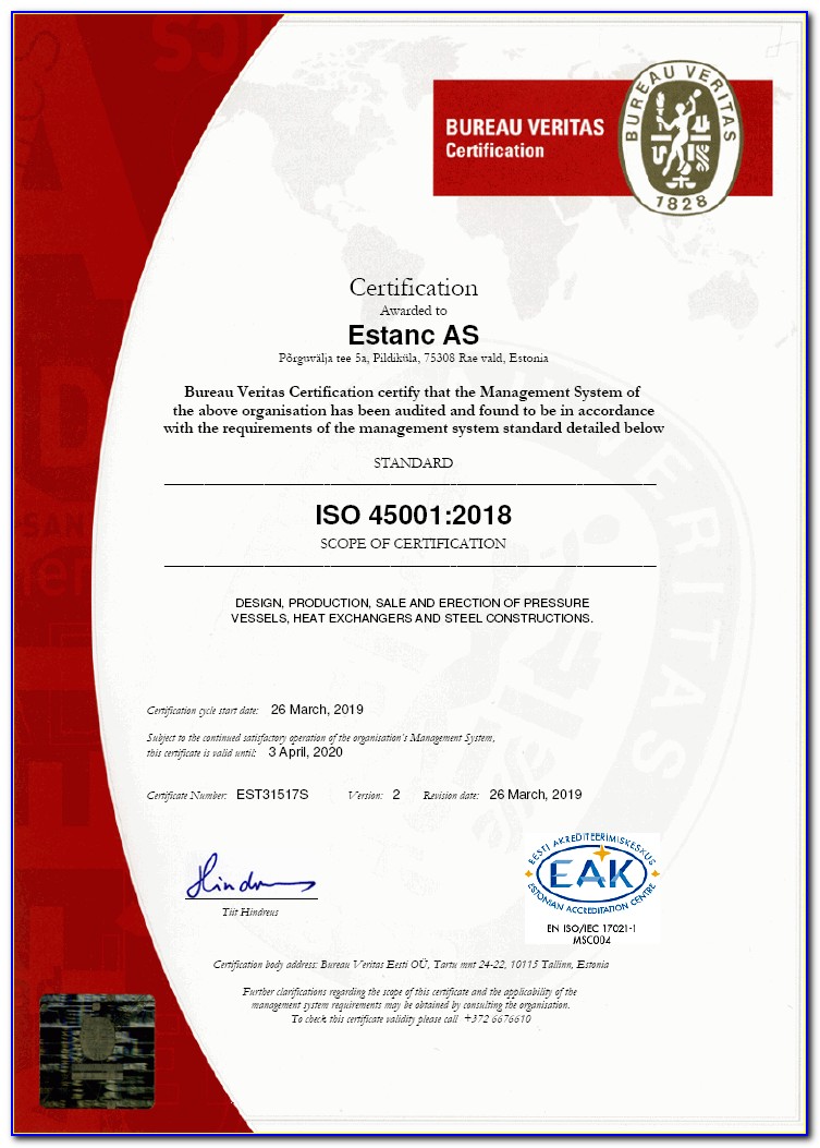 Iso 45001 Certificate Program