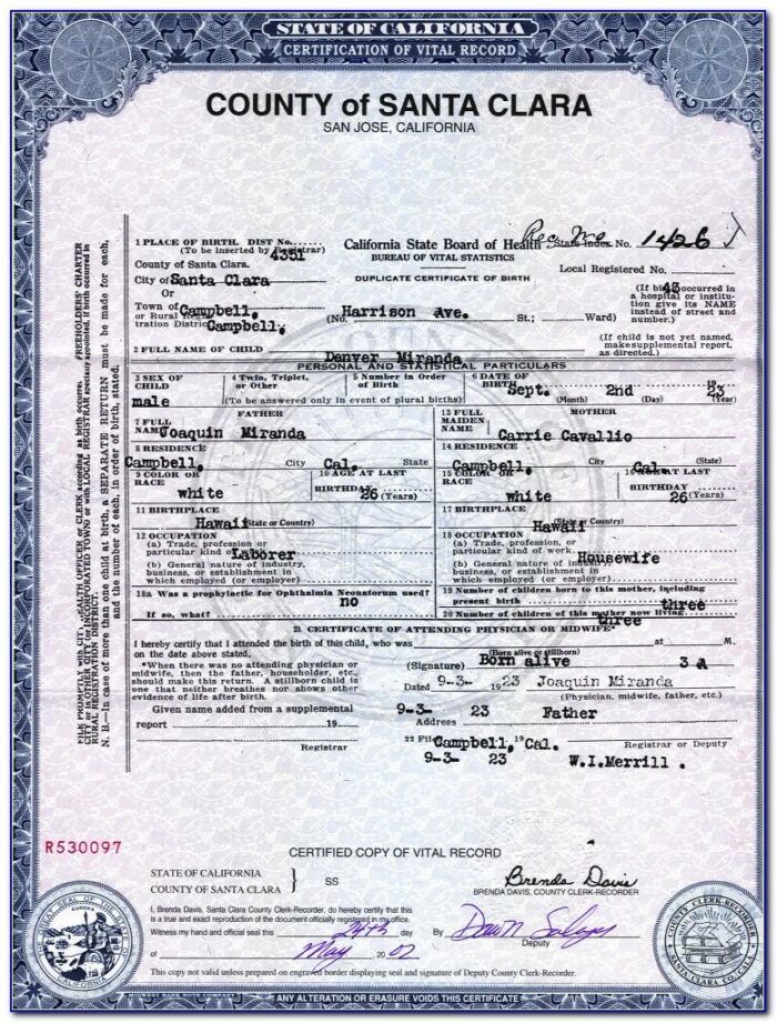 Kern County Vital Records Birth Certificate