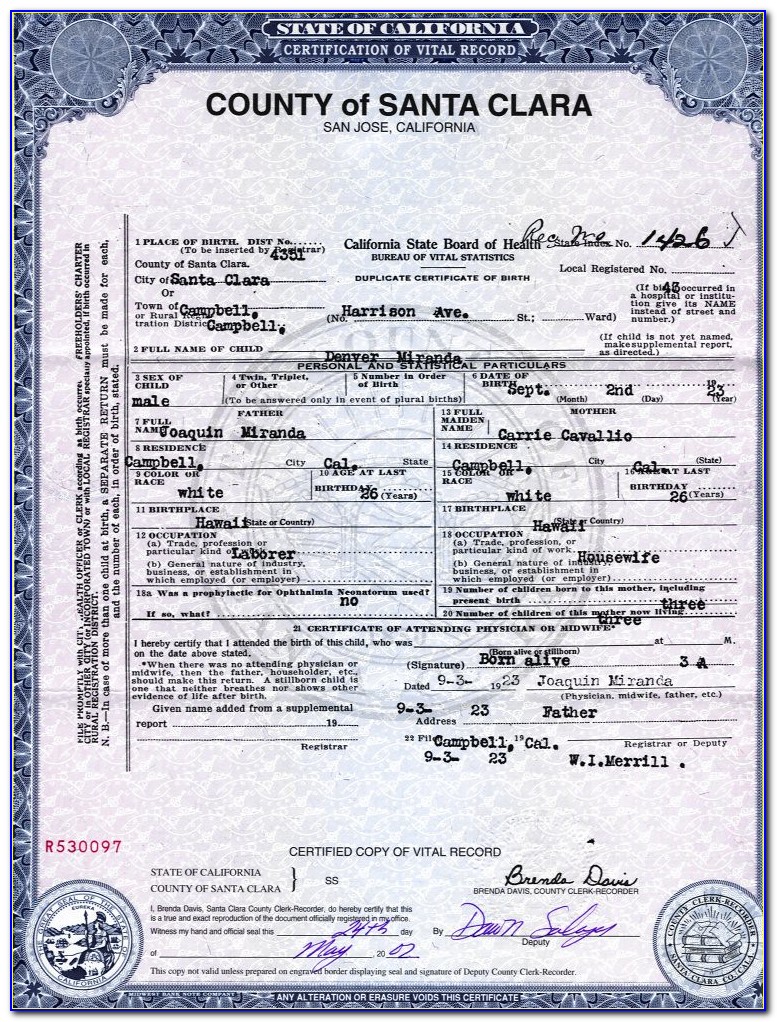 Kern County Vital Records Birth Certificate