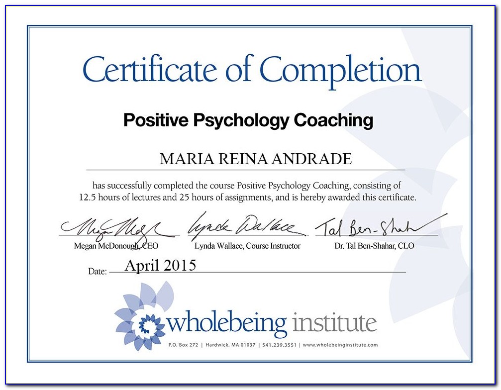 Kripalu Positive Psychology Certificate