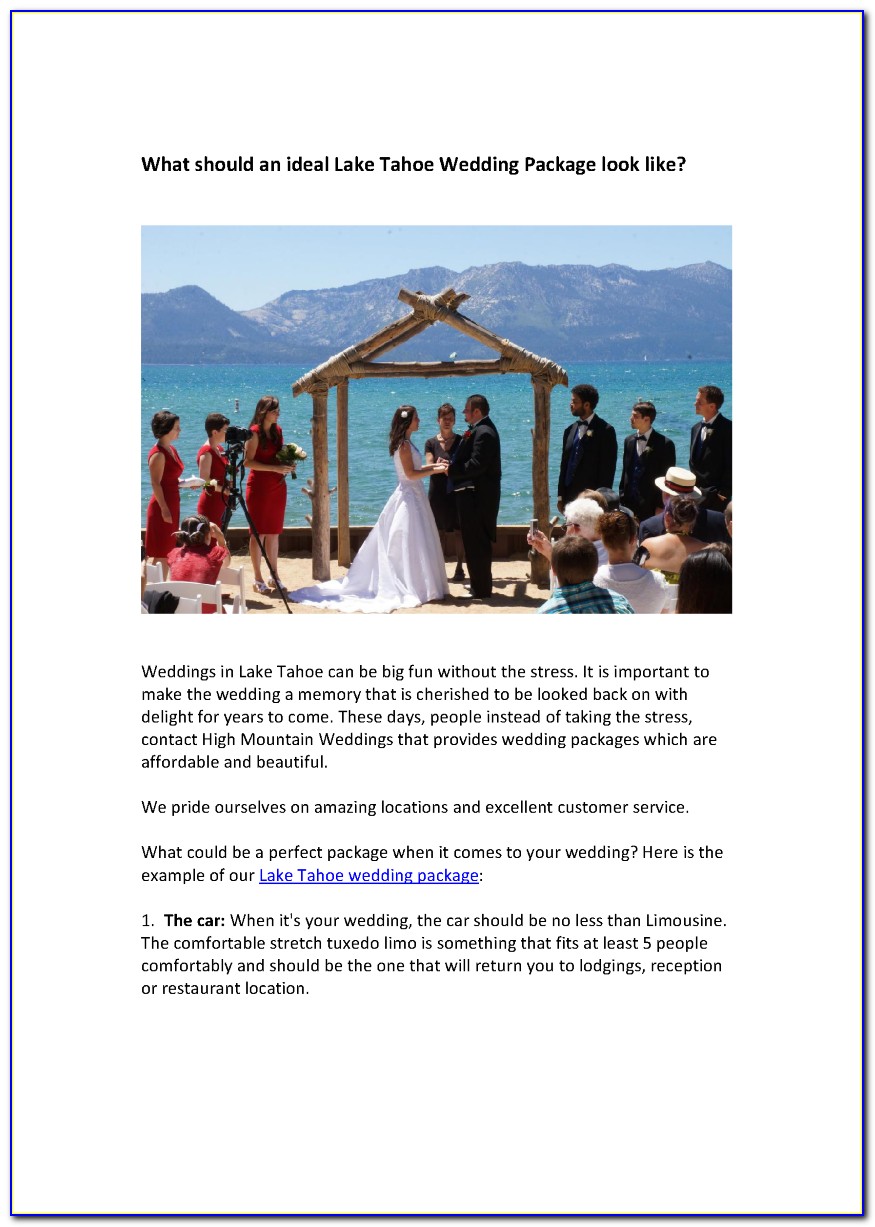 Lake Tahoe Marriage License Requirements