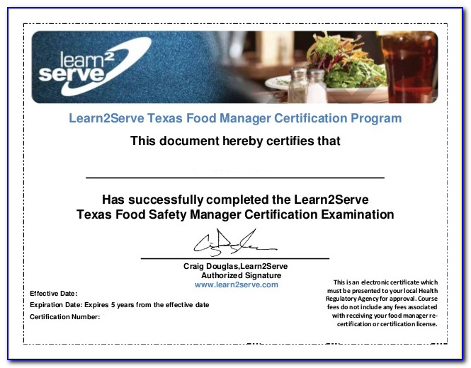 Learn2serve Certified Food Protection Manager Certification Exam