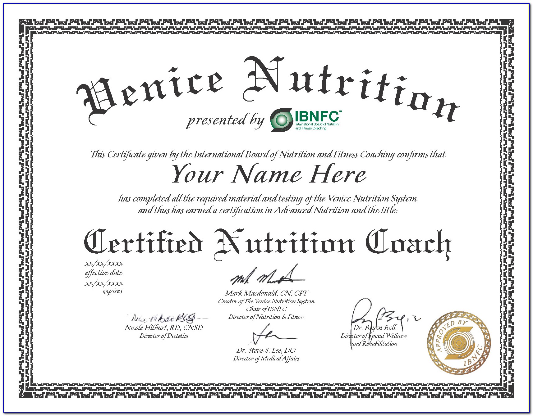 Licensed Nutritionist Certification