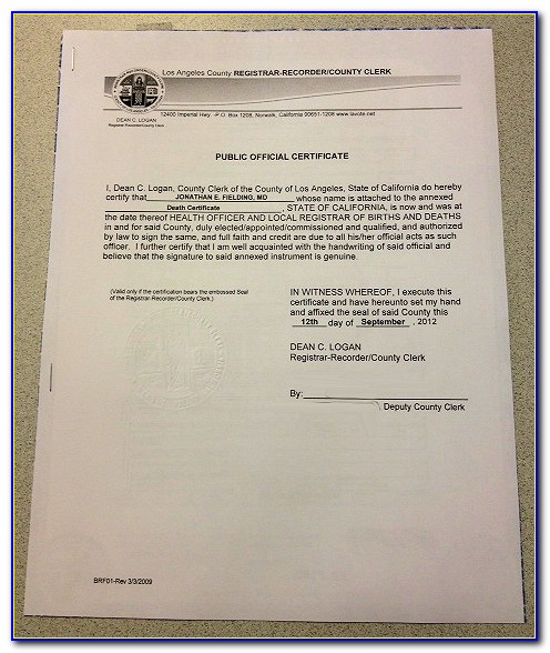 Los Angeles County Clerk Marriage Certificate