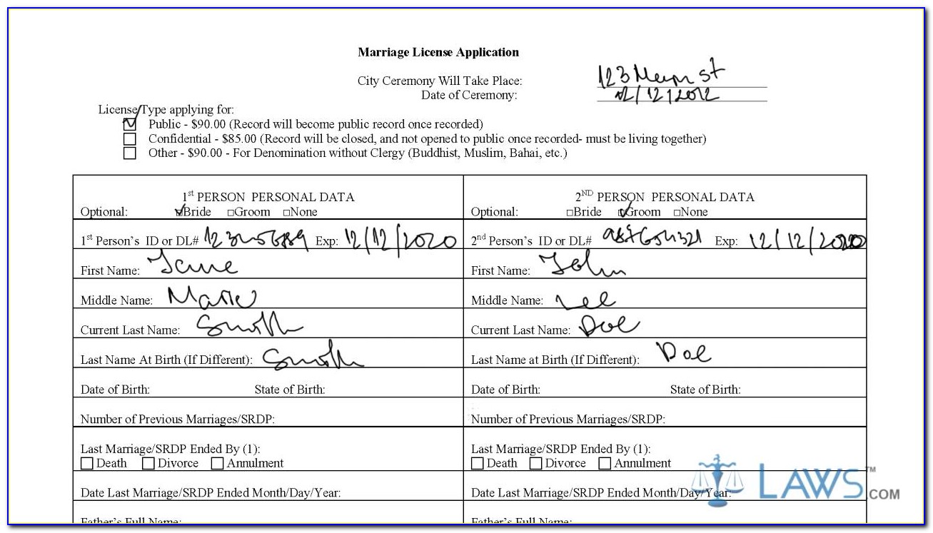 Los Angeles County Clerk Marriage License Application