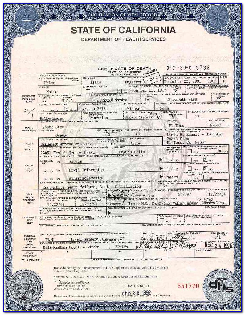 Los Angeles County Registrar Recorder Birth Certificate