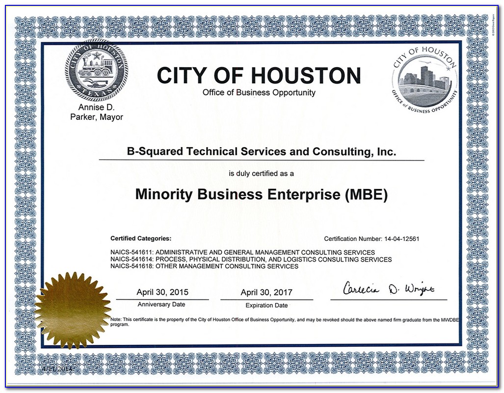Mbe Certification Houston Texas