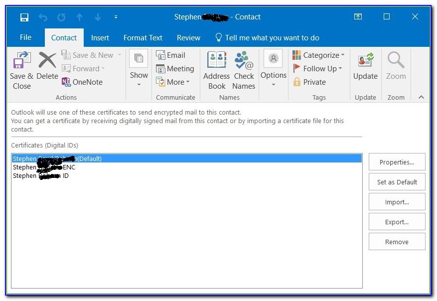 Microsoft Outlook How To Obtain Recipient's Encryption Certificates