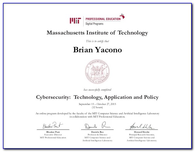 Mit Cybersecurity Certificate