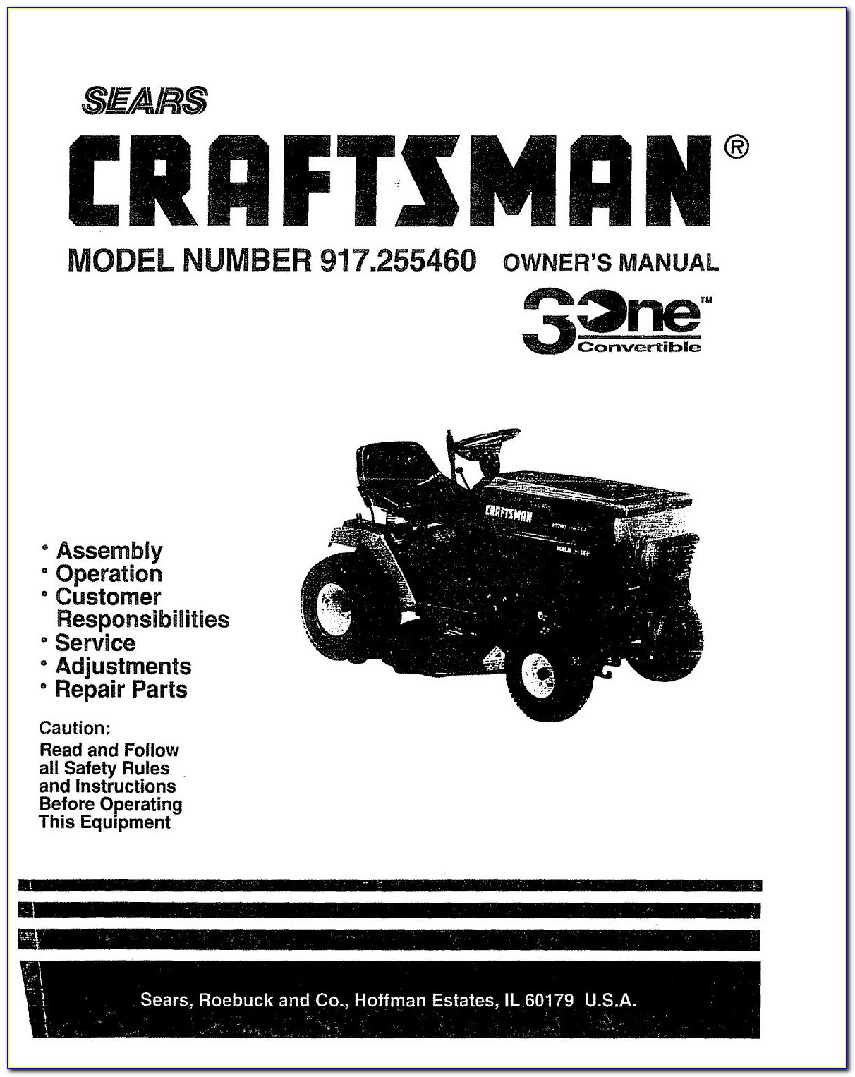 Model 917 Craftsman Riding Lawn Mower Parts Diagram