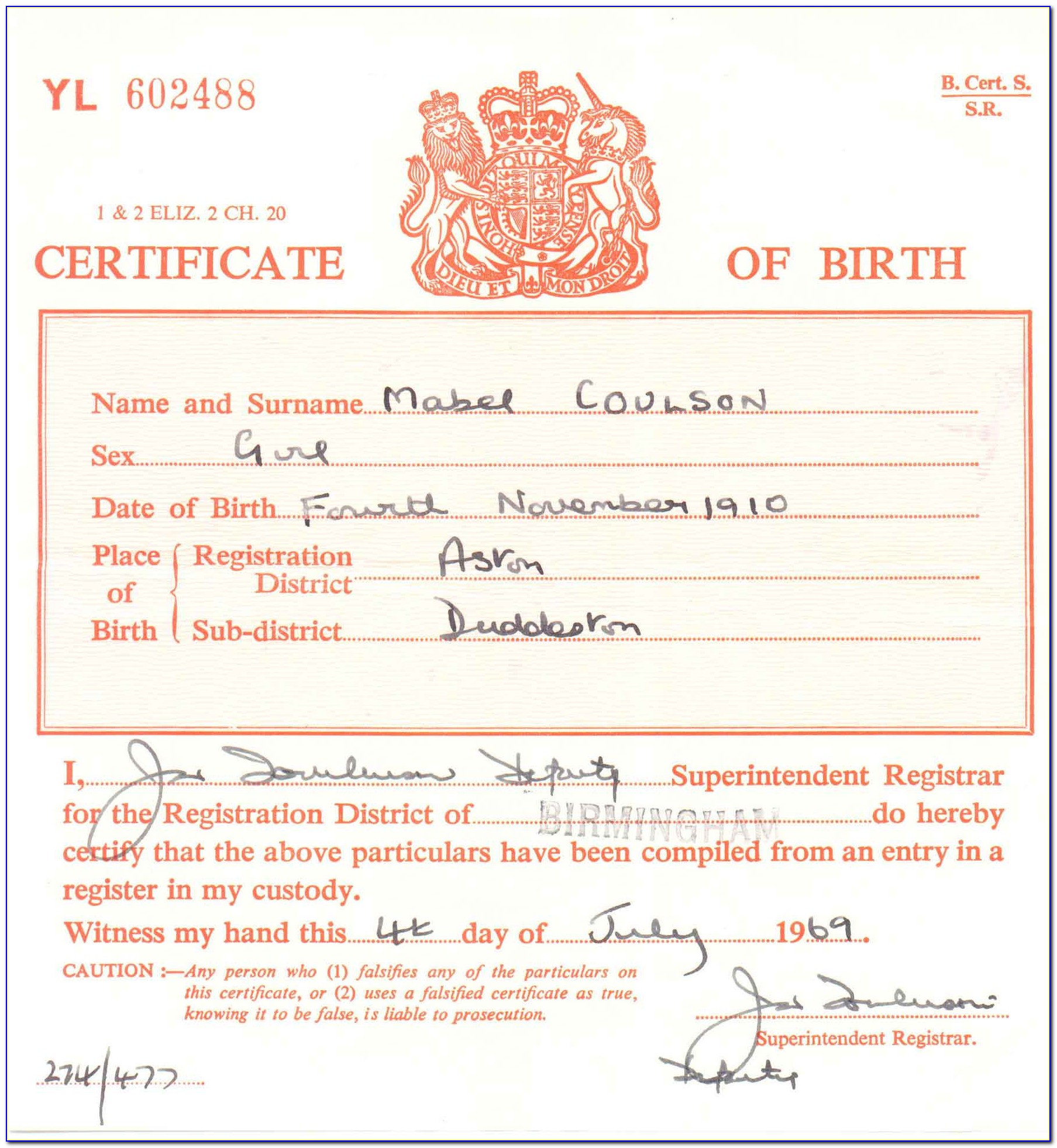 My Birth Certificate Doesn't Have A Registered Number