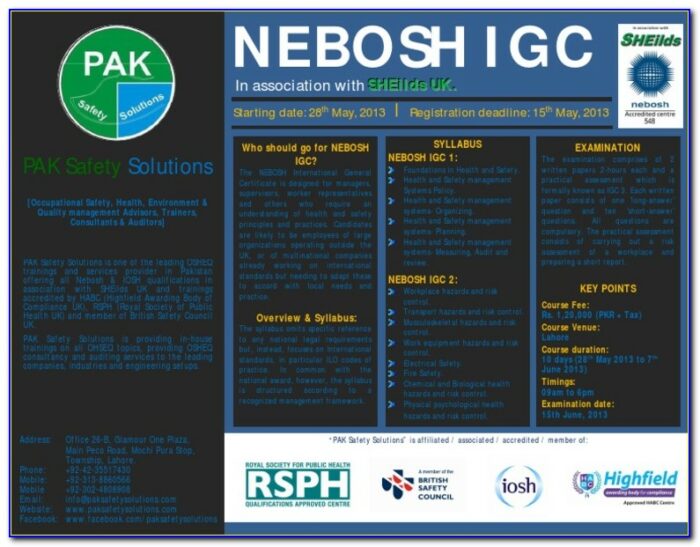 Nebosh General Certificate Online Pay Monthly