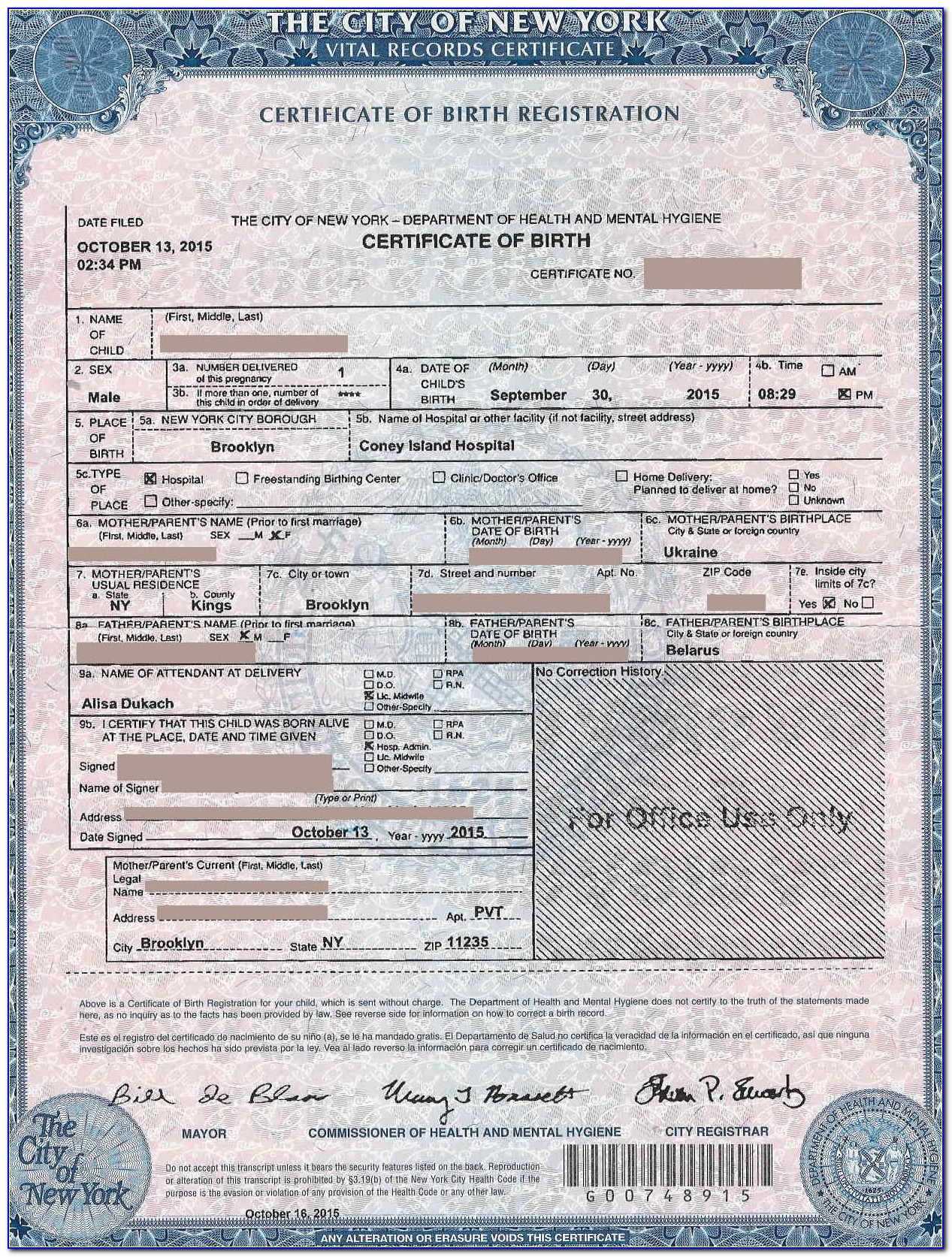 New York State Birth Certificate Request Form