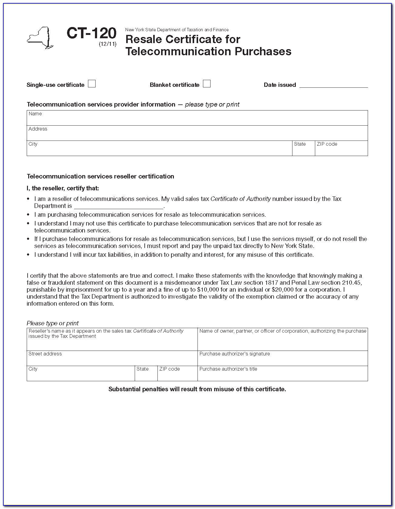 New York State Sales Tax Certificate Of Authority Form Dtf 17