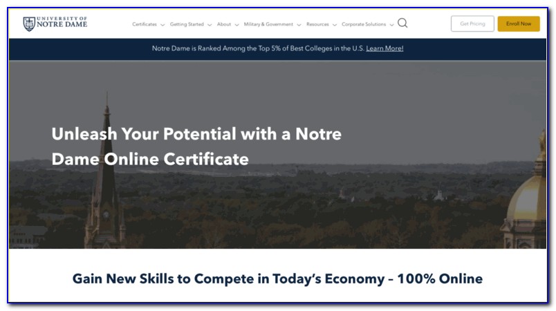 Notre Dame Nonprofit Certificate