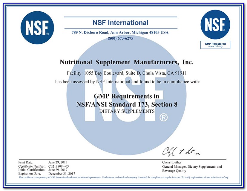 Nsf Gmp Certified Brands