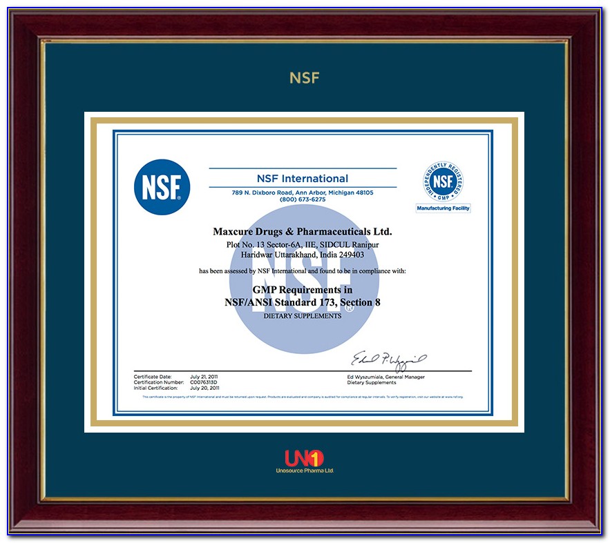 Nsf Gmp Certified Facility