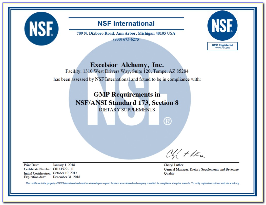 Nsf International Gmp Certification