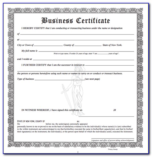 Nys Dba Certificate