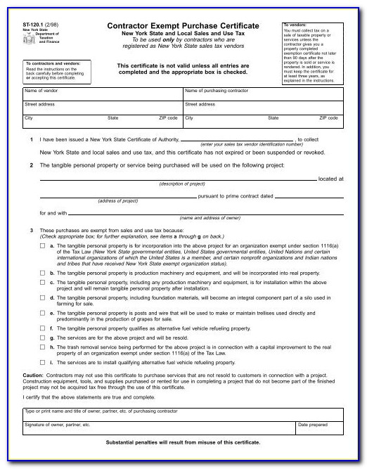 Nys Sales Tax Certificate Of Authority Application