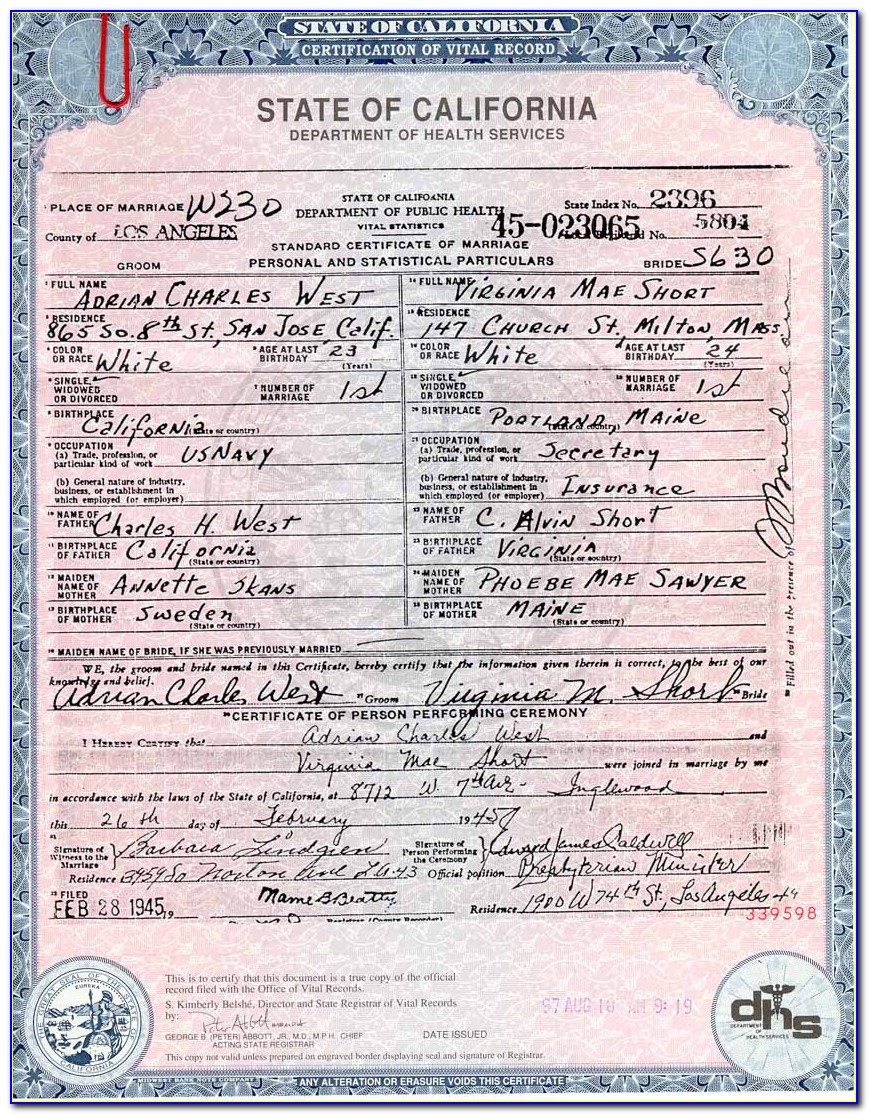Oc Recorder Marriage Certificate