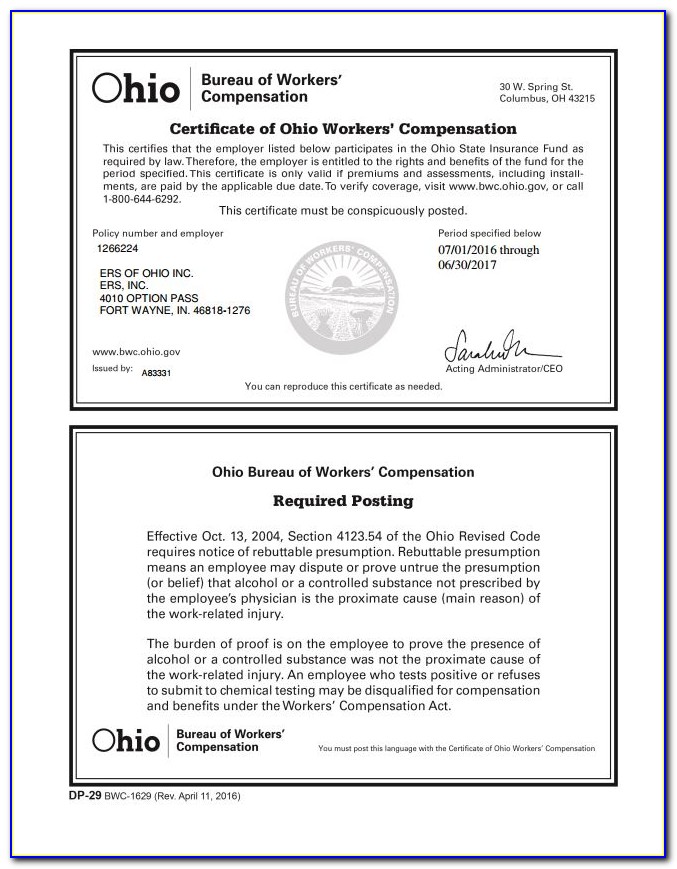 Ohio Workers Compensation Certificate Lookup