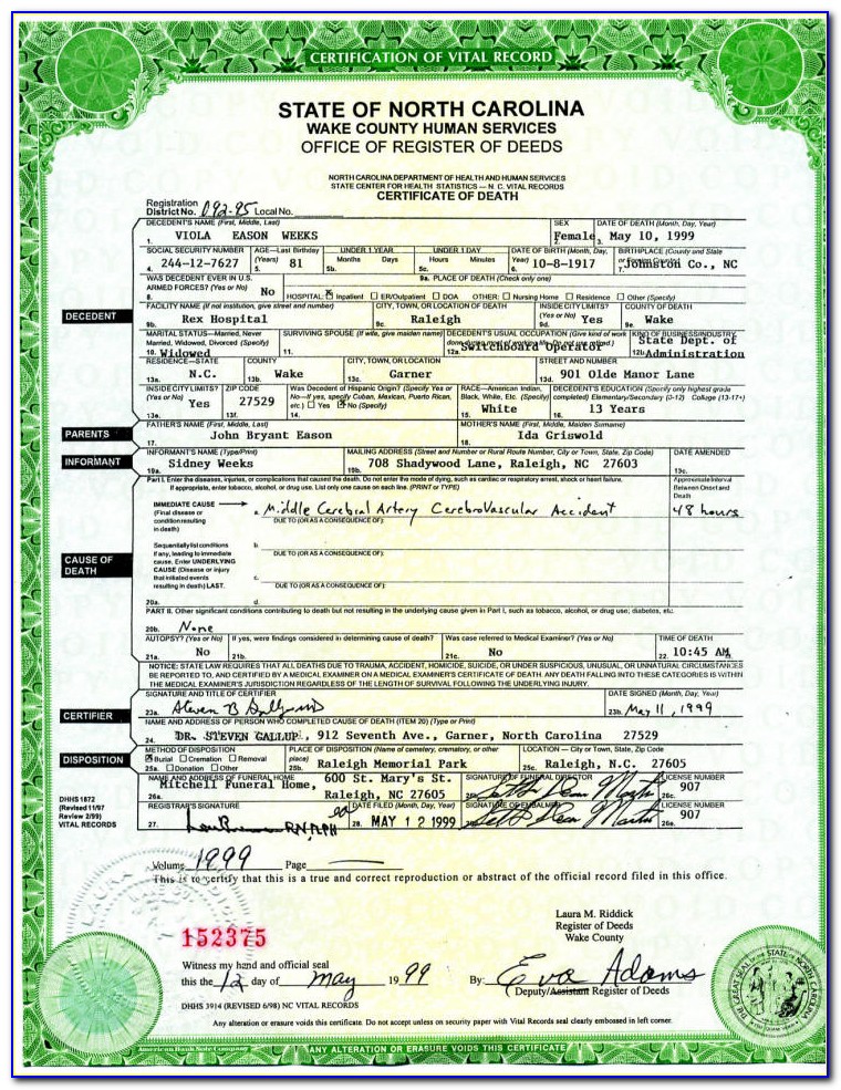 Onslow County North Carolina Birth Certificate