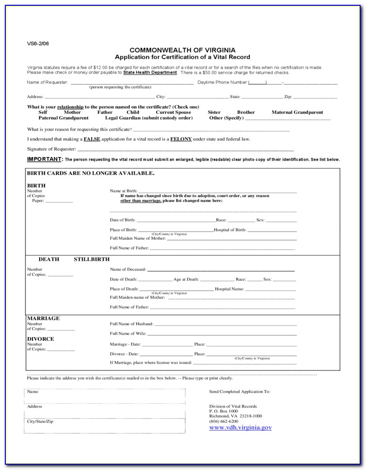 Order Birth Certificate Virginia